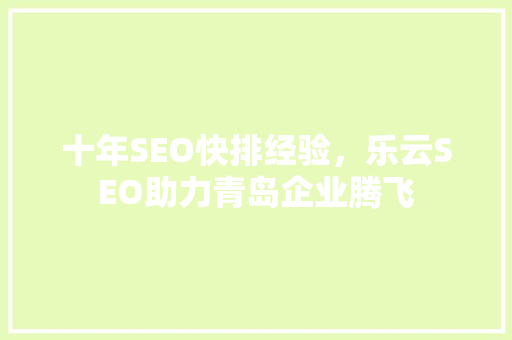 十年SEO快排经验，乐云SEO助力青岛企业腾飞