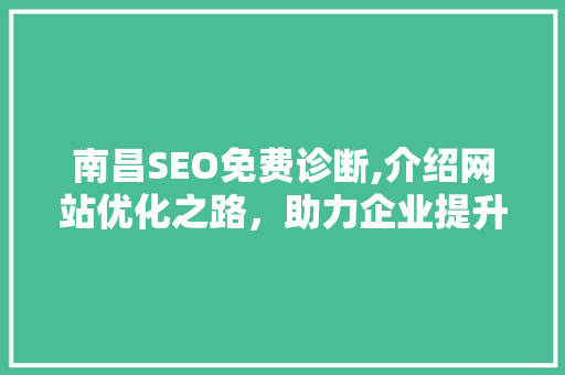 南昌SEO免费诊断,介绍网站优化之路，助力企业提升在线竞争力