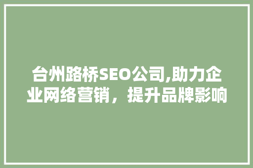 台州路桥SEO公司,助力企业网络营销，提升品牌影响力