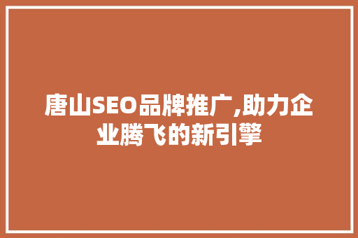 唐山SEO品牌推广,助力企业腾飞的新引擎