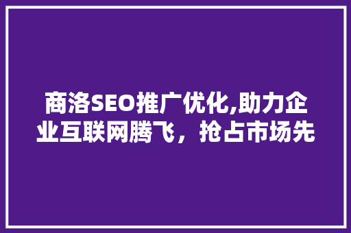 商洛SEO推广优化,助力企业互联网腾飞，抢占市场先机