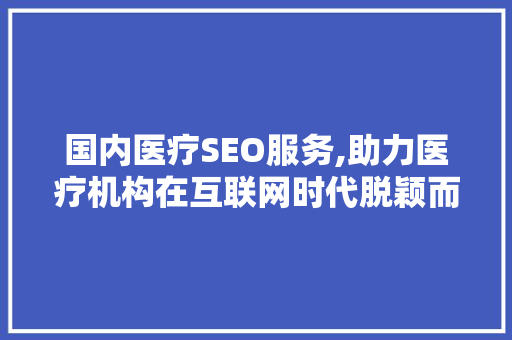 国内医疗SEO服务,助力医疗机构在互联网时代脱颖而出