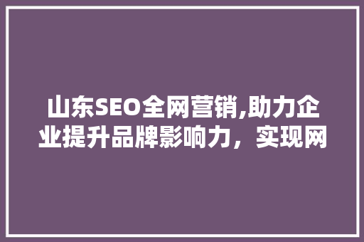 山东SEO全网营销,助力企业提升品牌影响力，实现网络营销新突破