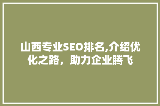 山西专业SEO排名,介绍优化之路，助力企业腾飞