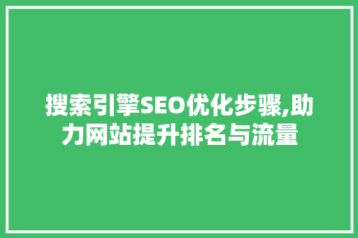 搜索引擎SEO优化步骤,助力网站提升排名与流量