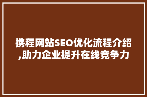 携程网站SEO优化流程介绍,助力企业提升在线竞争力