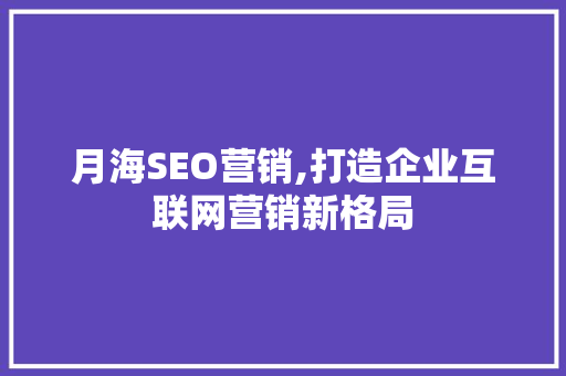 月海SEO营销,打造企业互联网营销新格局