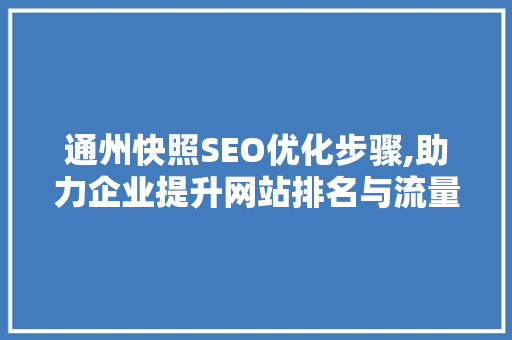 通州快照SEO优化步骤,助力企业提升网站排名与流量  第1张