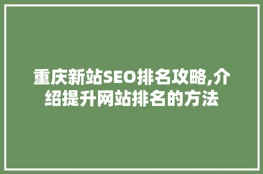 重庆新站SEO排名攻略,介绍提升网站排名的方法