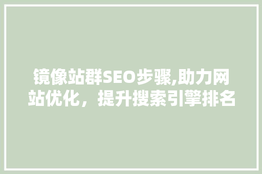镜像站群SEO步骤,助力网站优化，提升搜索引擎排名