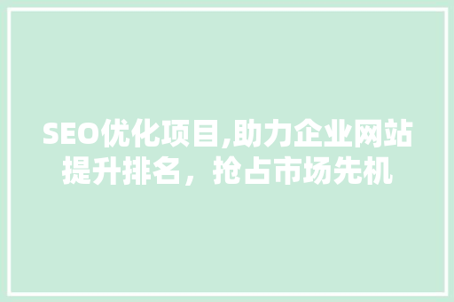 SEO优化项目,助力企业网站提升排名，抢占市场先机