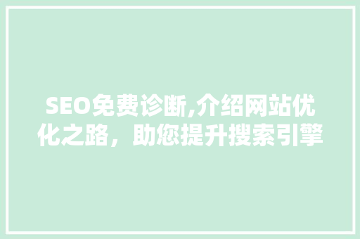 SEO免费诊断,介绍网站优化之路，助您提升搜索引擎排名