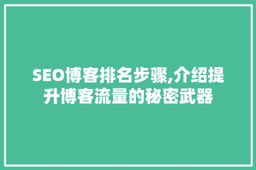 SEO博客排名步骤,介绍提升博客流量的秘密武器