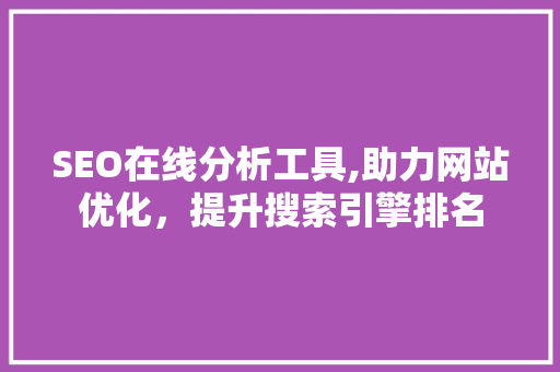 SEO在线分析工具,助力网站优化，提升搜索引擎排名