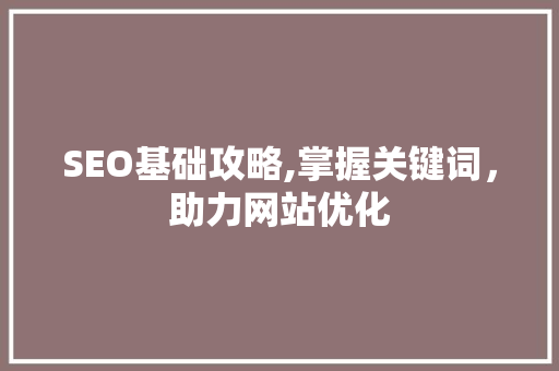 SEO基础攻略,掌握关键词，助力网站优化