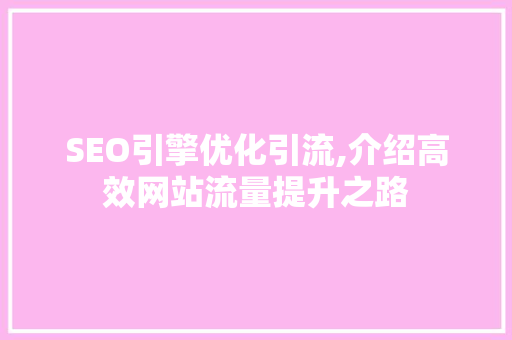 SEO引擎优化引流,介绍高效网站流量提升之路