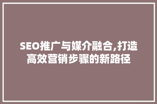 SEO推广与媒介融合,打造高效营销步骤的新路径