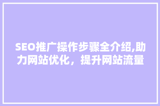 SEO推广操作步骤全介绍,助力网站优化，提升网站流量