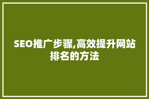 SEO推广步骤,高效提升网站排名的方法