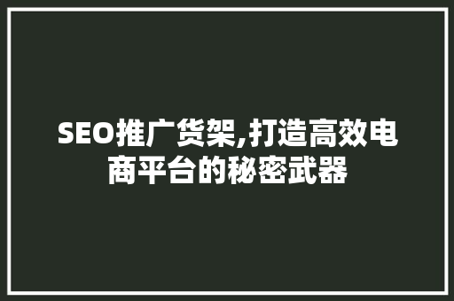 SEO推广货架,打造高效电商平台的秘密武器