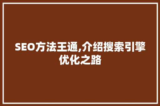 SEO方法王通,介绍搜索引擎优化之路