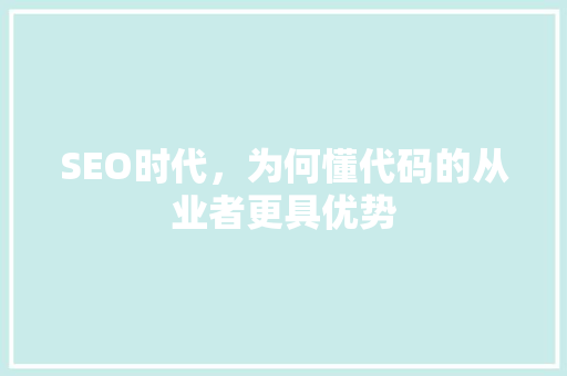 SEO时代，为何懂代码的从业者更具优势