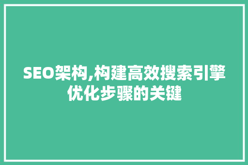 SEO架构,构建高效搜索引擎优化步骤的关键