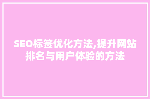 SEO标签优化方法,提升网站排名与用户体验的方法
