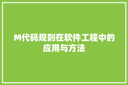 M代码规则在软件工程中的应用与方法