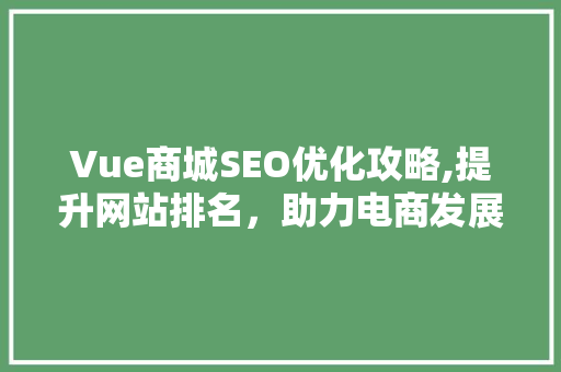 Vue商城SEO优化攻略,提升网站排名，助力电商发展