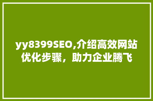 yy8399SEO,介绍高效网站优化步骤，助力企业腾飞