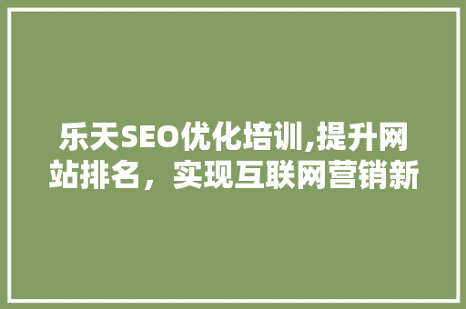 乐天SEO优化培训,提升网站排名，实现互联网营销新突破
