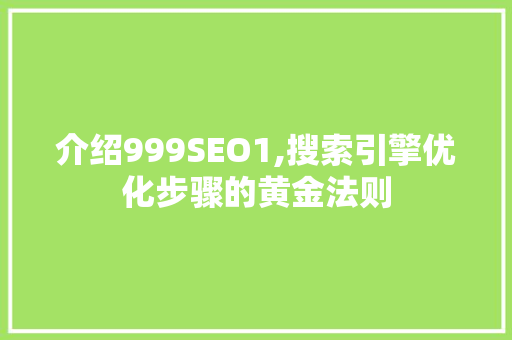 介绍999SEO1,搜索引擎优化步骤的黄金法则