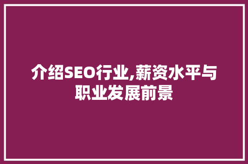 介绍SEO行业,薪资水平与职业发展前景