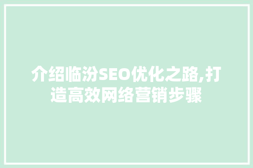 介绍临汾SEO优化之路,打造高效网络营销步骤