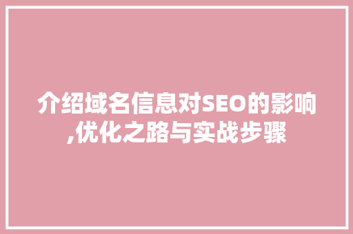 介绍域名信息对SEO的影响,优化之路与实战步骤