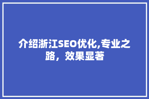 介绍浙江SEO优化,专业之路，效果显著