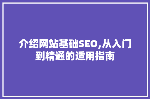 介绍网站基础SEO,从入门到精通的适用指南