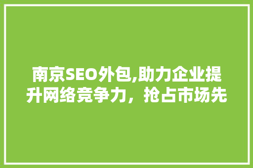 南京SEO外包,助力企业提升网络竞争力，抢占市场先机