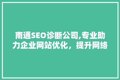 南通SEO诊断公司,专业助力企业网站优化，提升网络竞争力