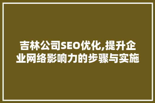 吉林公司SEO优化,提升企业网络影响力的步骤与实施
