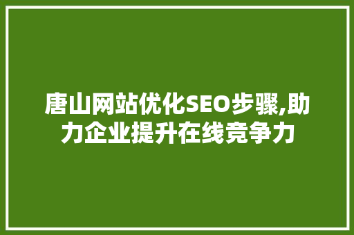 唐山网站优化SEO步骤,助力企业提升在线竞争力