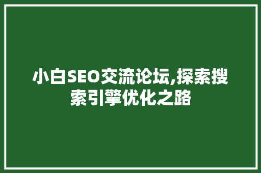 小白SEO交流论坛,探索搜索引擎优化之路