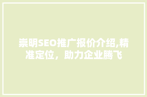 崇明SEO推广报价介绍,精准定位，助力企业腾飞