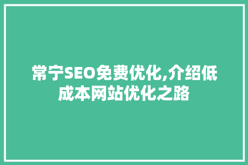 常宁SEO免费优化,介绍低成本网站优化之路