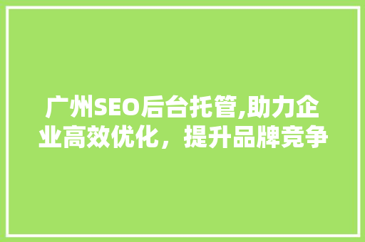 广州SEO后台托管,助力企业高效优化，提升品牌竞争力