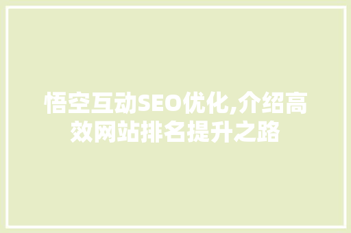 悟空互动SEO优化,介绍高效网站排名提升之路