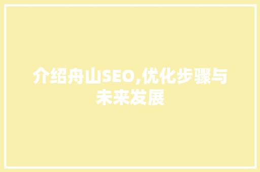 介绍舟山SEO,优化步骤与未来发展