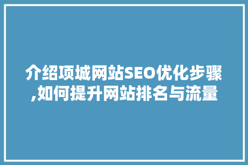介绍项城网站SEO优化步骤,如何提升网站排名与流量