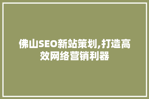 佛山SEO新站策划,打造高效网络营销利器